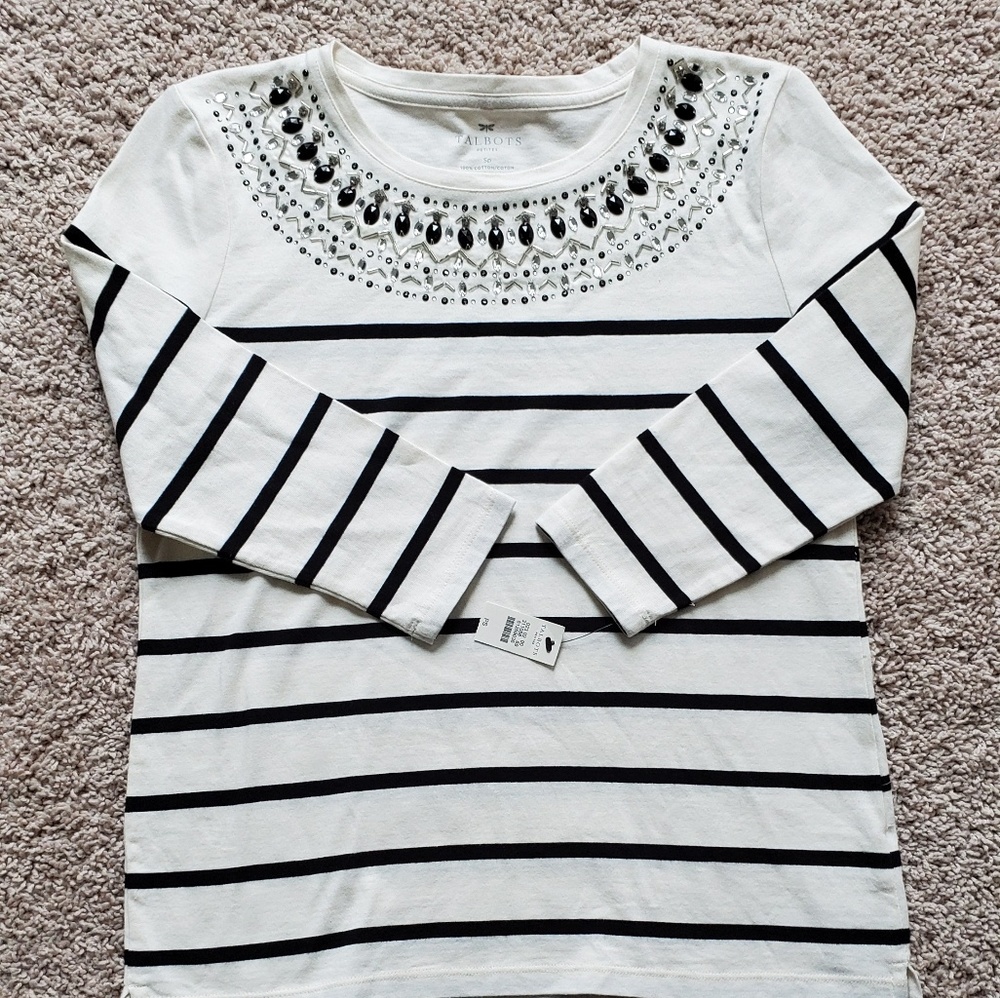 NWT Talbots beaded neck  top